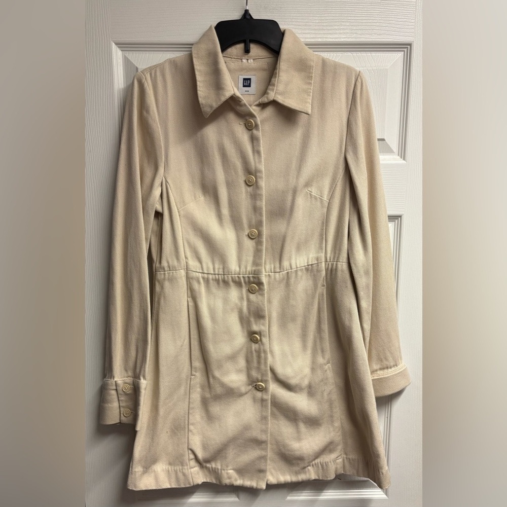 Gap Khaki Denim 100% Cotton Trench Coat Size Medium